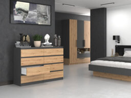 M8 140 Large Malwa Chest Of Drawers Anthracite Artisan Oak - thumbnail 4