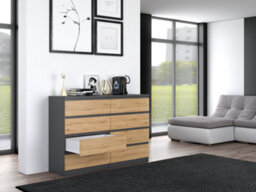 M8 140 Large Malwa Chest Of Drawers Anthracite Artisan Oak - thumbnail 5