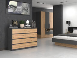 M8 140 Large Malwa Chest Of Drawers Anthracite Artisan Oak - thumbnail 2
