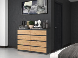 M8 140 Large Malwa Chest Of Drawers Anthracite Artisan Oak - thumbnail 3