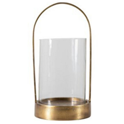 Hurricane Lamp: 24.5Cm Linton Hurricane Lamp, Antique Brass