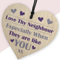 Red Ocean Neighbour Thank You Wooden Heart - Love Thy Neighbour Gift - Best Neighbour Present - thumbnail 2