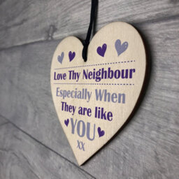 Red Ocean Neighbour Thank You Wooden Heart - Love Thy Neighbour Gift - Best Neighbour Present - thumbnail 7