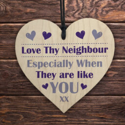 Red Ocean Neighbour Thank You Wooden Heart - Love Thy Neighbour Gift - Best Neighbour Present - thumbnail 5