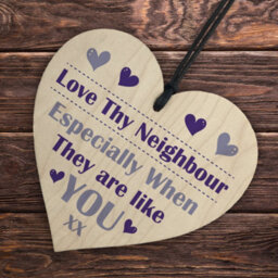 Red Ocean Neighbour Thank You Wooden Heart - Love Thy Neighbour Gift - Best Neighbour Present - thumbnail 6