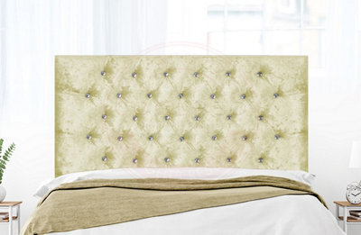 "COOL BED Cream Crushed Velvet 4Ft6 - Double 26"" Chesterfield Headboard" - image 1