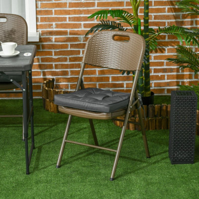 Outsunny 42 X 42Cm Replacement Garden Seat Cushion Pad With Ties, Grey - image 1