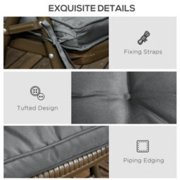 Outsunny 42 X 42Cm Replacement Garden Seat Cushion Pad With Ties, Grey - thumbnail 6