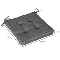 Outsunny 42 X 42Cm Replacement Garden Seat Cushion Pad With Ties, Grey - thumbnail 3