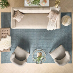 Blue Geometric Modern Wool Rug For Living Room Bedroom & Dining Room-160Cm X 226Cm - thumbnail 3