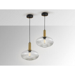 Luminosa Lighting Luminosa Norma Globe Pendant Ceiling Light Black, Brass, Clear Glass, E27 - Uk Stock - thumbnail 5