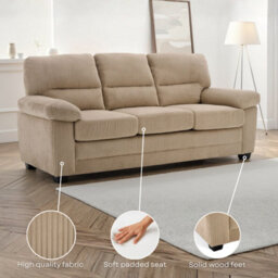 Beige Jumbo Cord Armchair Lincoln - thumbnail 6