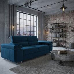 Torezio Sofa 2 Two Seater With Adjustable Headrests Chipboard Wooden Frame 198X102X70 90Cm Blue - thumbnail 1