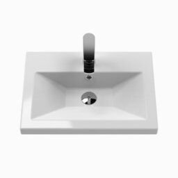 Nuie Hudson Reed Arno Compact Floor Standing 2 Door Vanity Unit With Ceramic Basin, Durable Modern Vanity Unit In Midnight Blue, 500mm - thumbnail 2