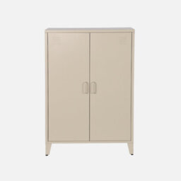 Sweeek - Metal Sideboard Cabinet With 2 Storage Compartments Industrial-Style Beige L 75 X W 33 X H 110 Cm - Soho   Sweeek - thumbnail 2