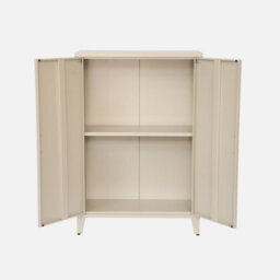 Sweeek - Metal Sideboard Cabinet With 2 Storage Compartments Industrial-Style Beige L 75 X W 33 X H 110 Cm - Soho   Sweeek - thumbnail 3