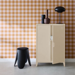 Sweeek - Metal Sideboard Cabinet With 2 Storage Compartments Industrial-Style Beige L 75 X W 33 X H 110 Cm - Soho   Sweeek - thumbnail 6