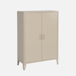 Sweeek - Metal Sideboard Cabinet With 2 Storage Compartments Industrial-Style Beige L 75 X W 33 X H 110 Cm - Soho   Sweeek - thumbnail 1