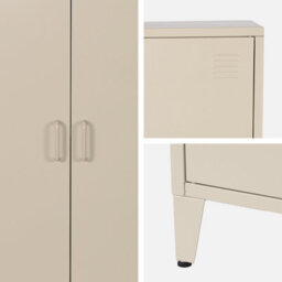 Sweeek - Metal Sideboard Cabinet With 2 Storage Compartments Industrial-Style Beige L 75 X W 33 X H 110 Cm - Soho   Sweeek - thumbnail 4
