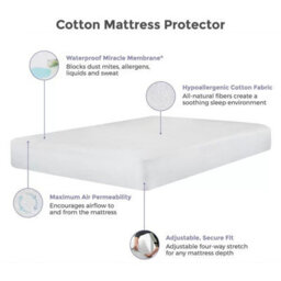 Xample Rem-Fit Cotton Mattress Protector Waterproof Fitted Sheet, Cool Cotton Surface, Dust Mite & Allergy Protection - thumbnail 3