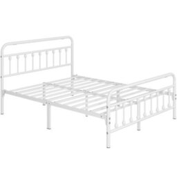 Yaheetech White 5Ft King Vintage Metal Bed Frame With High Headboard And Footboard - thumbnail 2