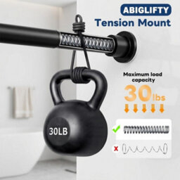 Heavy Duty Extendable Shower Curtain Rod - No-Drill Tension Pole, Matte Black 160-210Cm - thumbnail 6