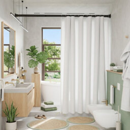 Heavy Duty Extendable Shower Curtain Rod - No-Drill Tension Pole, Matte Black 160-210Cm - thumbnail 8