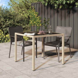 Walplus Garden Dining Table Beige 90 X 90 X 75 Cm Poly Rattan - thumbnail 1