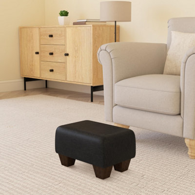 Black Mahogany Wood Chunky Legs Faux Leather Small Footstool  Handmade Uk By Footstools Direct - image 1