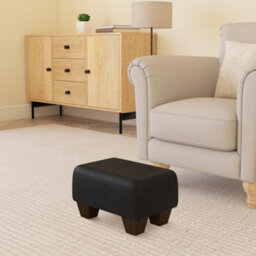 Black Mahogany Wood Chunky Legs Faux Leather Small Footstool  Handmade Uk By Footstools Direct - thumbnail 1