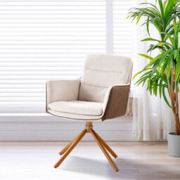 Dining Chairs Padded Seat Armchair Metal Legs Swivel Leisure Chair - thumbnail 1