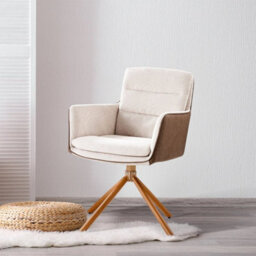 Dining Chairs Padded Seat Armchair Metal Legs Swivel Leisure Chair - thumbnail 4