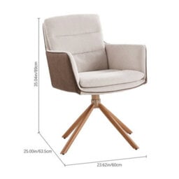 Dining Chairs Padded Seat Armchair Metal Legs Swivel Leisure Chair - thumbnail 2