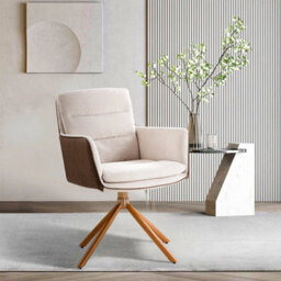 Dining Chairs Padded Seat Armchair Metal Legs Swivel Leisure Chair - thumbnail 3