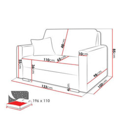 Viva Piano Ii Sofa Bed With Bedding Storage Freestanding Upholstered Back Wooden Legs 133X100X85Cm Grey - thumbnail 6