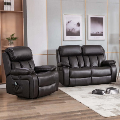 More4Homes Chester Electric Recliner Bonded Leather 1+2 Seater Sofa Set (Brown) - image 1