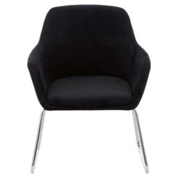 Orsina Black Velvet Armchair With Rounded Back,accent Seat With Chrome Legs,occasional Chair,functional Chair - thumbnail 1
