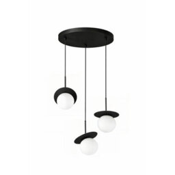 Luminosa Lighting Luminosa Aura Cluster Pendant Ceiling Light Black White Glass Shade 3X E27 - thumbnail 1