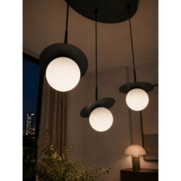 Luminosa Lighting Luminosa Aura Cluster Pendant Ceiling Light Black White Glass Shade 3X E27 - thumbnail 3