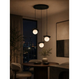 Luminosa Lighting Luminosa Aura Cluster Pendant Ceiling Light Black White Glass Shade 3X E27 - thumbnail 2