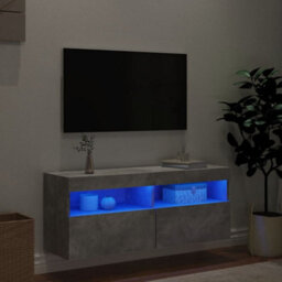 Berkfield Tv Wall Cabinet With Led Lights Concrete Grey 100X30X40 Cm - thumbnail 4