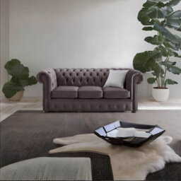Chesterfield 3 Seater Malta Lavender Purple Velvet Fabric Sofa In Classic Style - thumbnail 2