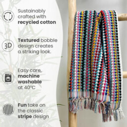 Allure Bath Fashions Multicoloured Recycled Cotton Tasselled Bath Towels - Set Of 2 - thumbnail 3
