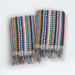Allure Bath Fashions Multicoloured Recycled Cotton Tasselled Bath Towels - Set Of 2