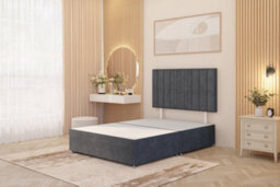 Somnior Beds Somnior Alexas Plush Velvet 2Ft6 Small Single Divan Bed Base With Upholstered Headboard Charcoal - thumbnail 2