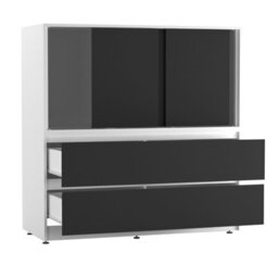 Urbn-Living Urbnliving 120Cm Height White With 3 Sliding Black Door 4 Drawer  Bedside Cabinet Storage End Unit Bedroom Furniture - thumbnail 6