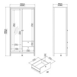 Furniture To Go Barcelona Wardrobe With 1 Door + 1 Mirror Door + 2 Drawers Matt Black - thumbnail 9