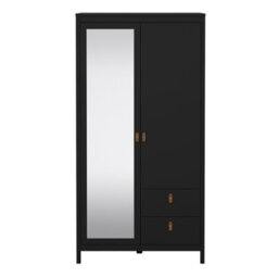Furniture To Go Barcelona Wardrobe With 1 Door + 1 Mirror Door + 2 Drawers Matt Black - thumbnail 2