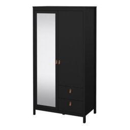 Furniture To Go Barcelona Wardrobe With 1 Door + 1 Mirror Door + 2 Drawers Matt Black - thumbnail 3