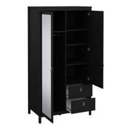 Furniture To Go Barcelona Wardrobe With 1 Door + 1 Mirror Door + 2 Drawers Matt Black - thumbnail 5